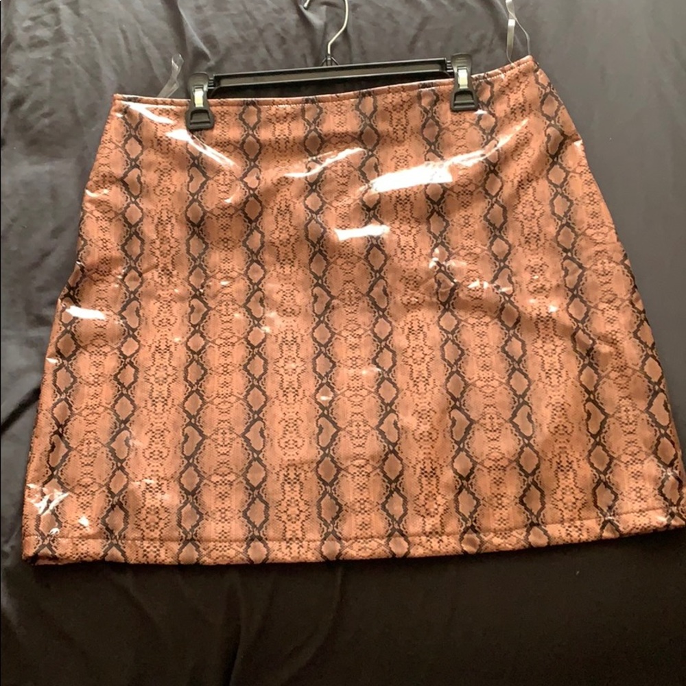 Faux Leather Snakeskin Skirt